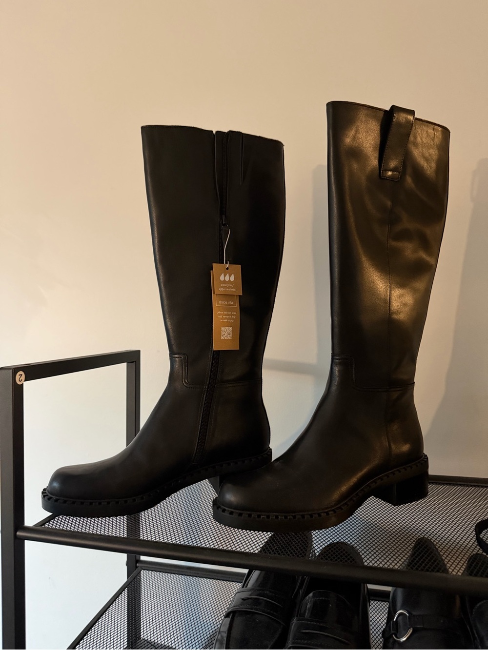 Dolce Vita Black Tall Leather waterproof boots
